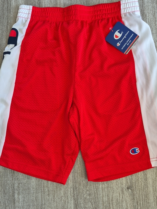 Champion Other - Champion Red Athletic Mesh Shorts with White Side Panels